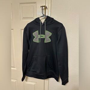 Under Armour Men's Black and Green Logo Hoodie